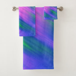 Trendy Neon Bright Blue green pink Abstract Bath Towel Set