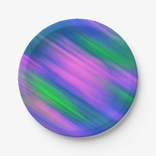 Trendy Neon Bright Blue green pink Abstract Paper Plate