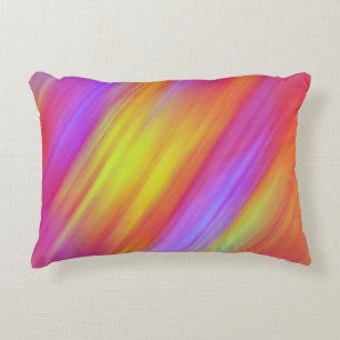 Trendy Neon Bright Red Pink Yellow Abstract Decorative Cushion