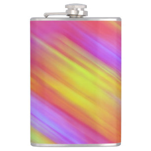 Trendy Neon Bright Red Pink Yellow Abstract Hip Flask