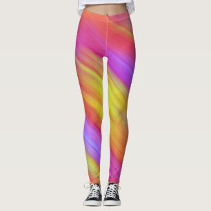 Trendy Neon Bright Red Pink Yellow Abstract  Leggings