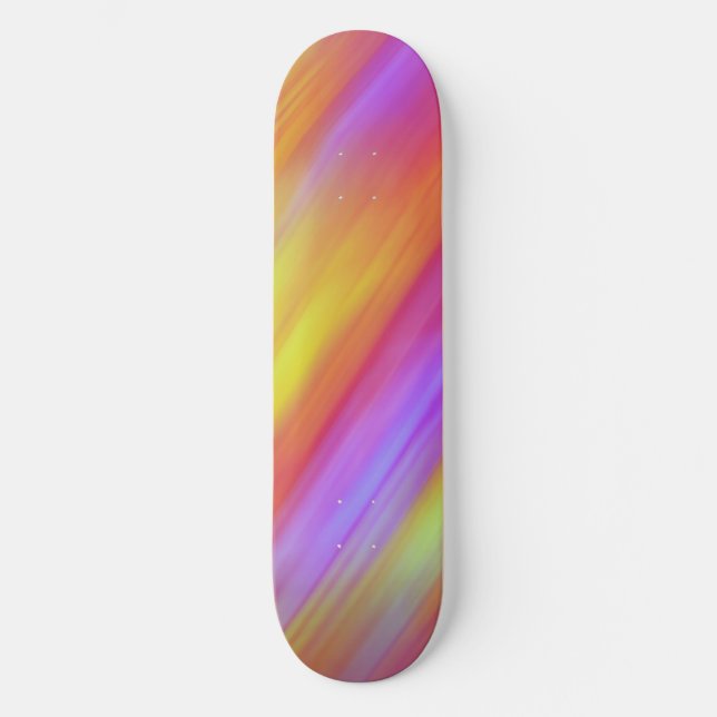 Trendy Neon Bright Red Pink Yellow Abstract  Skateboard (Front)