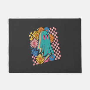 Trendy Neon Floral Ghost Halloween Doormat
