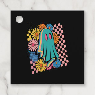 Trendy Neon Floral Ghost Halloween Favour Tags