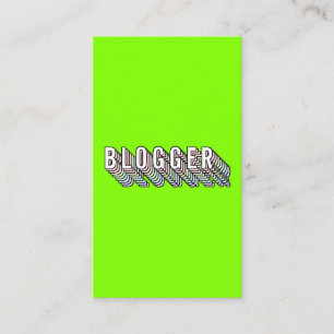 Trendy neon green 3d typography blogger minimal business card
