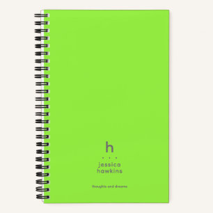 Trendy Neon Green Modern Monogram Notebook