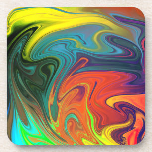 Trendy neon orange red blue yellow green Abstract Coaster