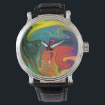 Trendy neon orange red blue yellow green Abstract Watch<br><div class="desc">Trendy Bright Neon orange red blue green yellow Abstract Pattern</div>