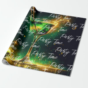 Trendy Neon Party Time Personalised Wrapping Paper
