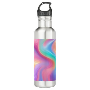 Trendy neon Pink Blue green abstract waves  710 Ml Water Bottle