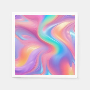 Trendy neon Pink Blue green abstract waves Napkin