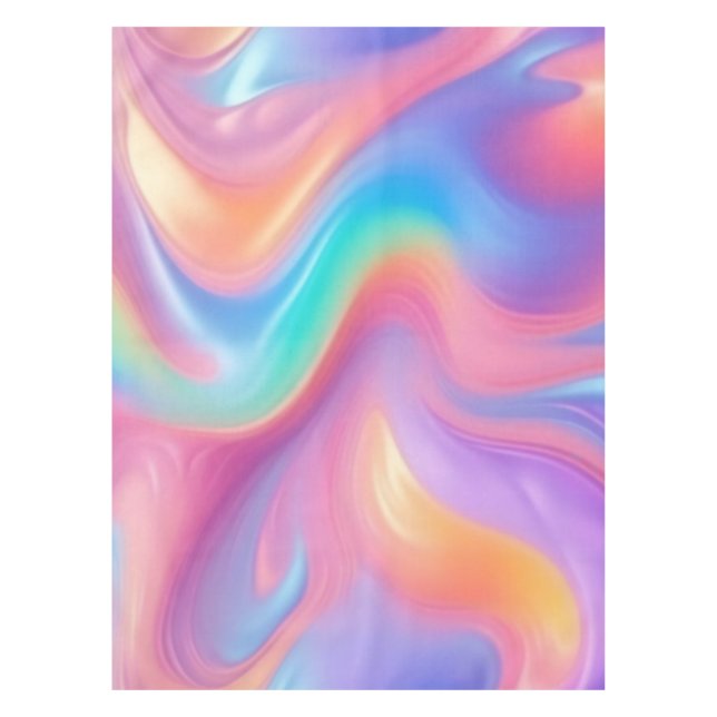 Trendy neon Pink Blue green abstract waves  Tablecloth (Front)