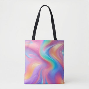 Trendy neon Pink Blue green abstract waves  Tote Bag