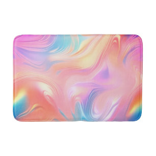 Trendy neon Pink Blue yellow abstract waves Bath Mat