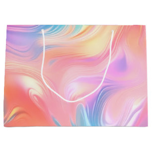 Trendy neon Pink Blue yellow abstract waves Large Gift Bag