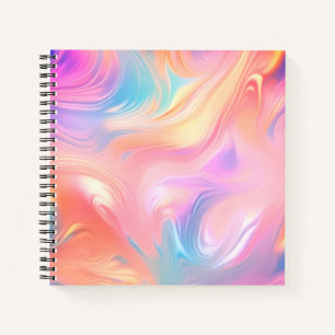 Trendy neon Pink Blue yellow abstract waves Notebook