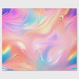 Trendy neon Pink Blue yellow abstract waves Wrapping Paper