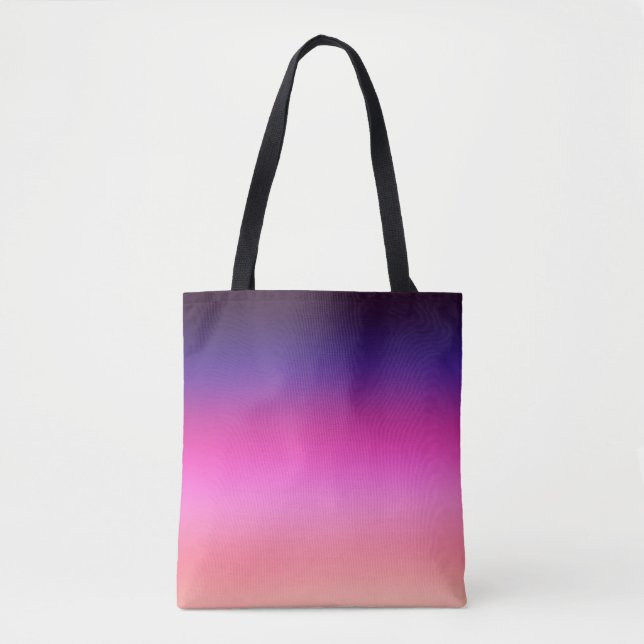 Trendy neon pink purple and light orange gradient  tote bag (Front)