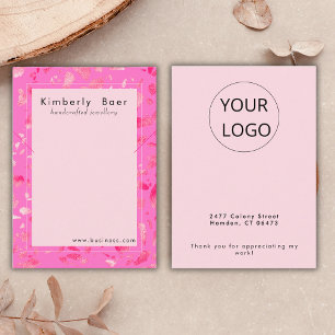 Trendy Neon Pink Terrazzo Bracelet Logo Display  Business Card