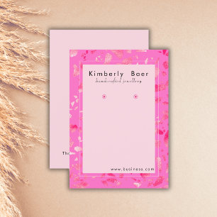Trendy Neon Pink Terrazzo Earring Display Business Card