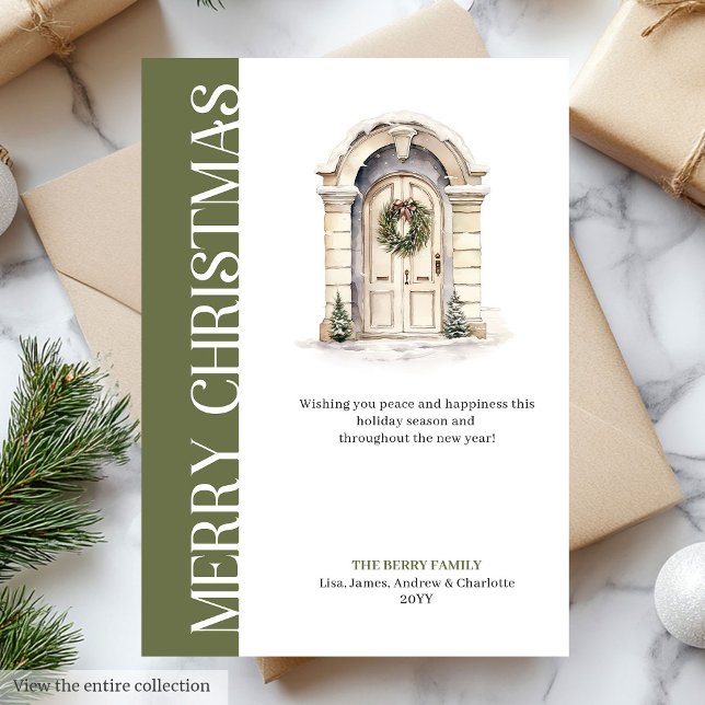 Trendy Neutral Christmas Door Holiday Greeting (Trendy Neutral Christmas Door Holiday Greeting)