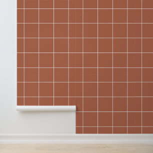Trendy Neutral Red-Brown Clay 6" Grid Wallpaper