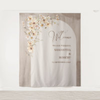 Trendy neutral wildflowers boho arch wedding