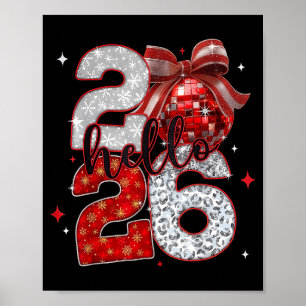 Trendy New Year’s Eve Hello 2026 Happy New Year Fa Poster