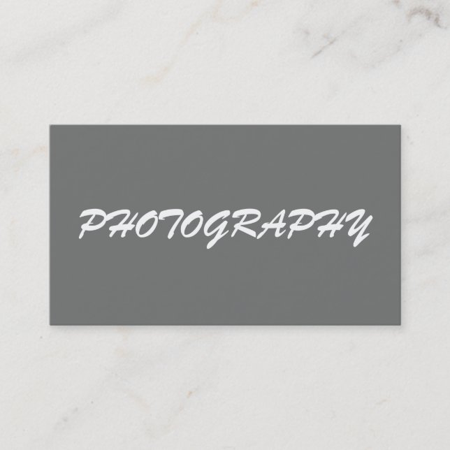 Trendy Nickel Grey Photographer Handwriting Script Business Card (Front)