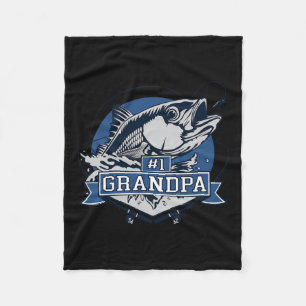 Trendy Number 1 Grandpa Fishing Logo Fleece Blanket