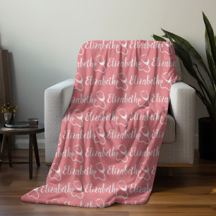 Trendy Nurse Personalised Calligraphy Name Pink Fleece Blanket