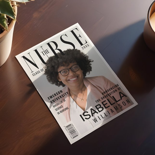 Trendy Nursing School Graduate Photo Magazine Announcement (Trendy Nursing School Graduate Photo Magazine Announcement)