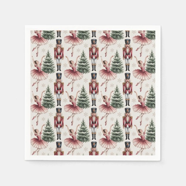 Trendy Nutcracker and Ballerina ballet dancer Napkin (Front)