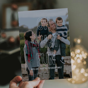 Trendy Oh What Fun Overlay Holiday Flat Card