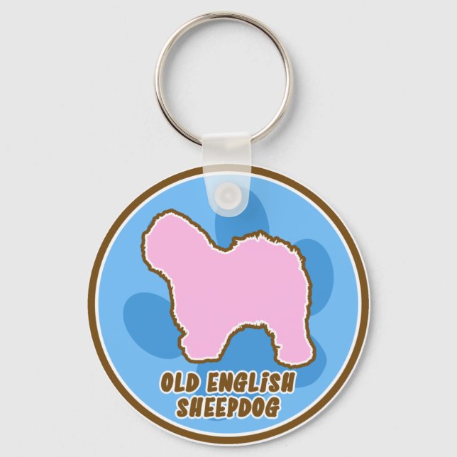 Trendy Old English Sheepdog Keychain (Front)