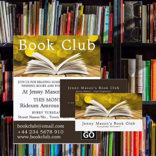 Trendy Open Book, Book Club Business Card (Creator Uploaded)