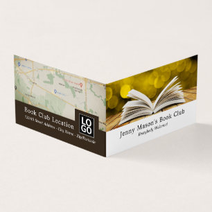Trendy Open Book, Book Club Detailed Business Card