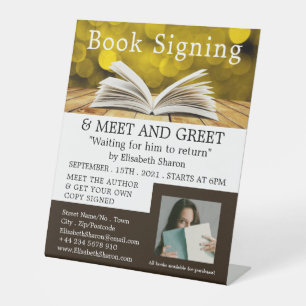 Trendy Open Book, Writers Book Signing Advertising Pedestal Sign