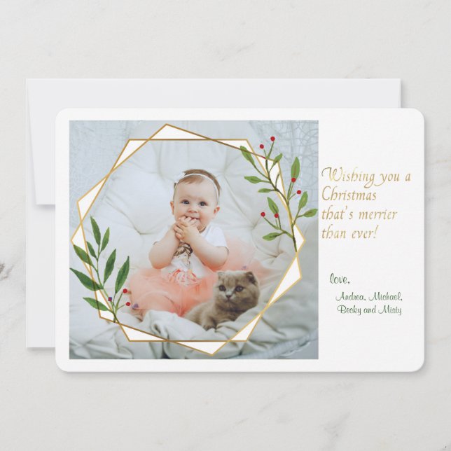 Trendy Open Fram Photo Holiday Card (Front)