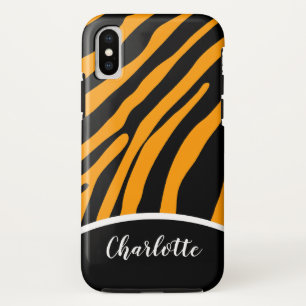 Trendy Orange and Black Zebra Stripe Phone Case
