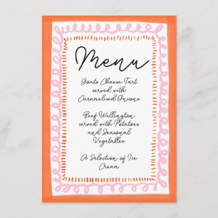 Trendy Orange and Pink Squiggle Wavy Border Menu