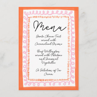 Trendy Orange and Pink Squiggle Wavy Border Menu
