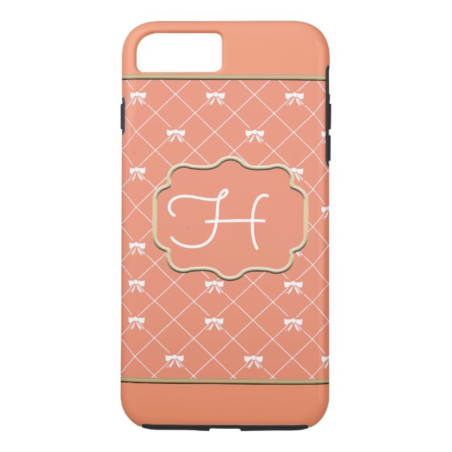 Trendy Orange and White Monoagram Phone Case (Back)