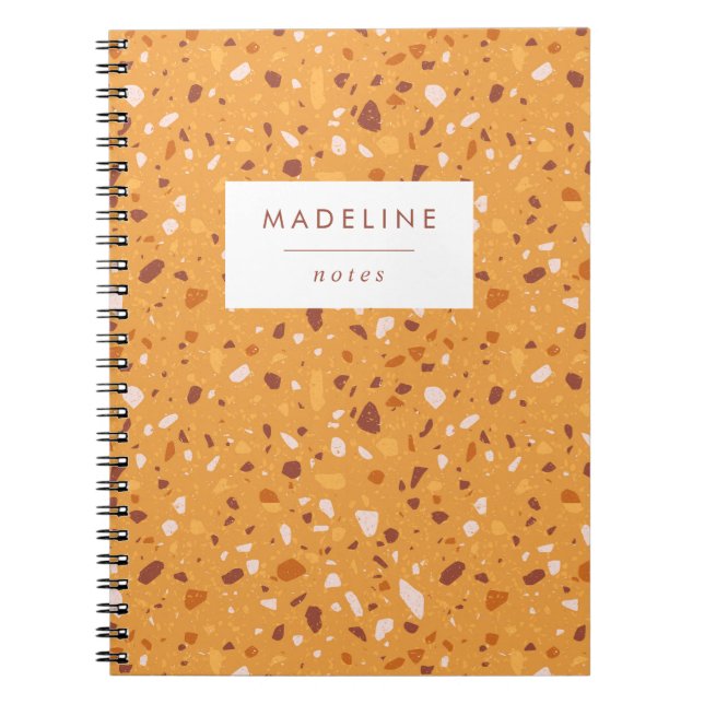 Trendy Orange & Brown Terrazzo Notebook (Front)
