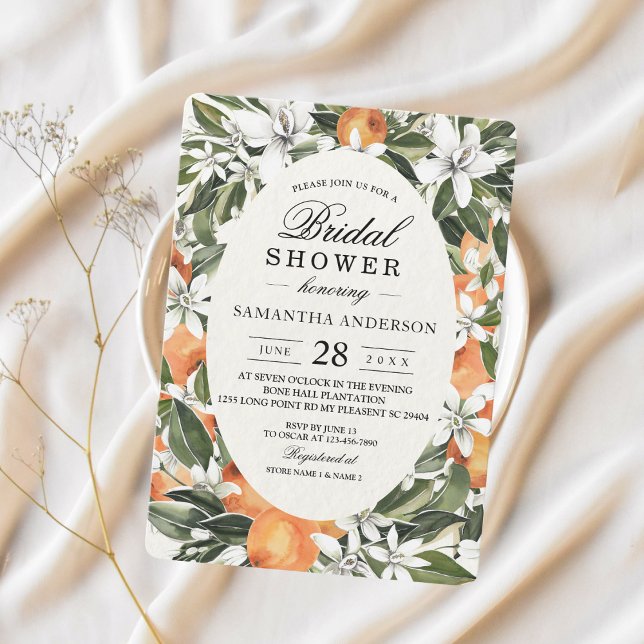Trendy Orange Flowers & Leaf Beauty Frame Invitation (Creator Uploaded)