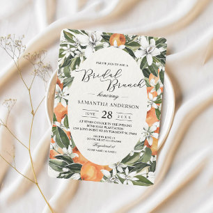 Trendy Orange Flowers & Leaf Beauty Frame Invitation