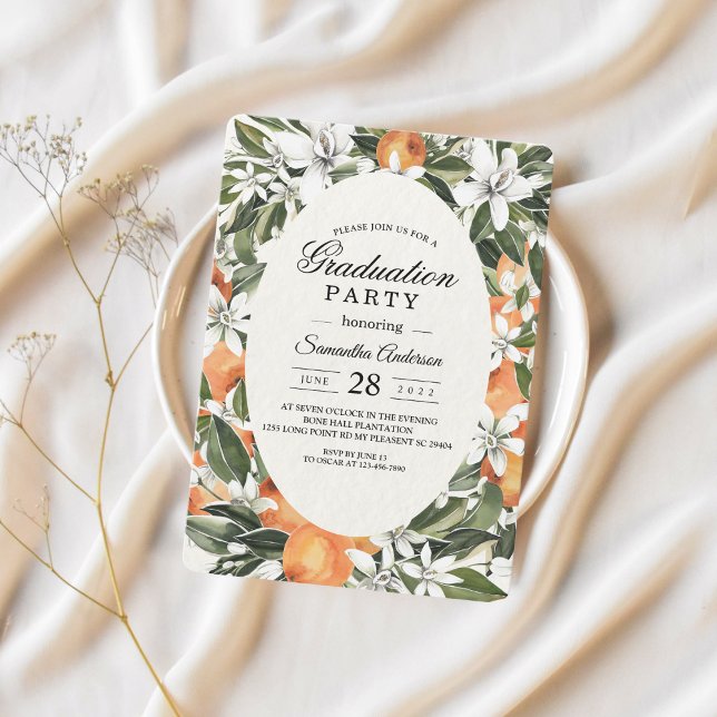 Trendy Orange Flowers & Leaf Beauty Frame Invitation (Creator Uploaded)