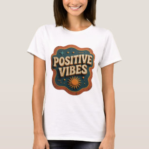 Trendy Orange POSITIVE VIBES Shirt Design