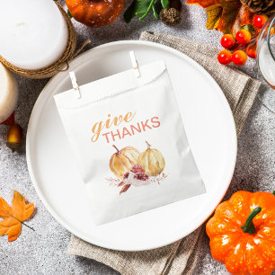 Trendy Orange & Red Give Thanks & Pumpkin Favour Bags