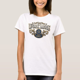 Trendy Orange WORK MODE OFF Graphic Design T-Shirt